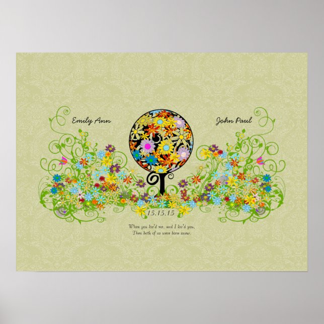 Magical Forest Circle of Love Flower Tree Wedding Poster (Front)