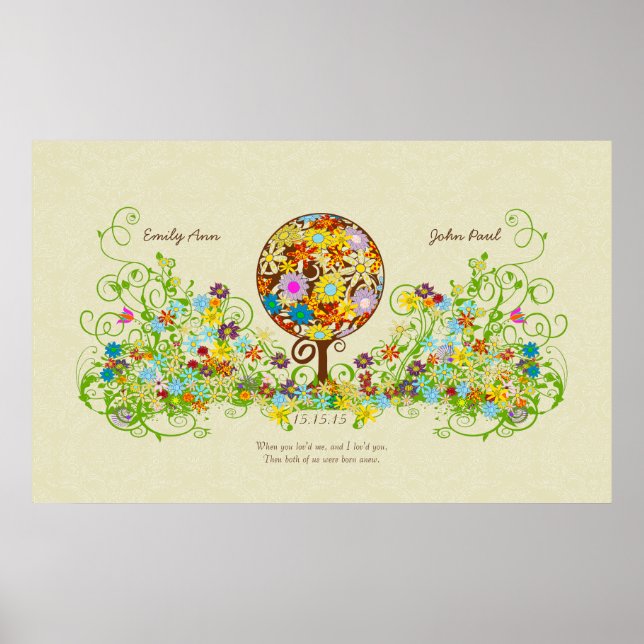 Magical Forest Circle of Love Flower Tree Wedding Poster (Front)