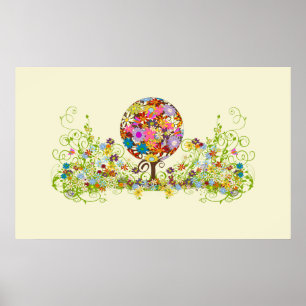 Magical Forest Circle of Love Flower Tree Wedding Poster
