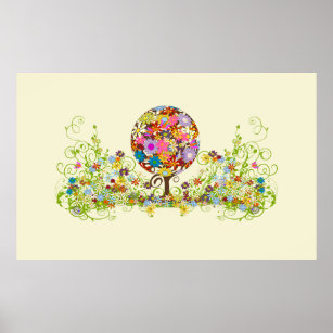 Magical Forest Circle of Love Flower Tree Wedding Poster
