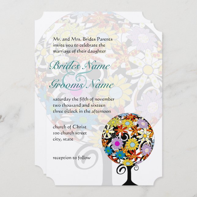 Magical Forest Circle of Love Wedding Invitations (Front/Back)