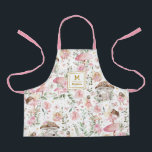 Magical Forest Fairy Pink Floral Garden Monogram Apron<br><div class="desc">This girly design features a group of playful fairies and whimsical floral elements in pink,  green and gold colorway</div>
