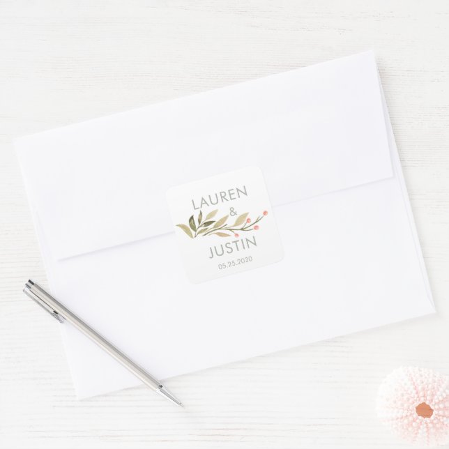 Magical Forest Floral Monogram Round Sticker (Envelope)