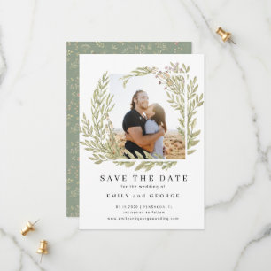 Magical Forest Floral Photo Save The Date Card