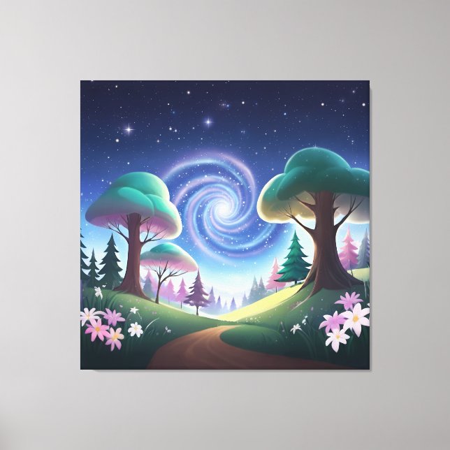 Magical Forest Gateway: Swirling Galaxy Canvas Print (Front)