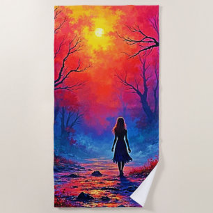 Magical Forest Girl's Solitude Design Beach Towel