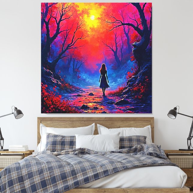 Magical Forest Girl's Solitude Design Canvas Print (Insitu(Bedroom))