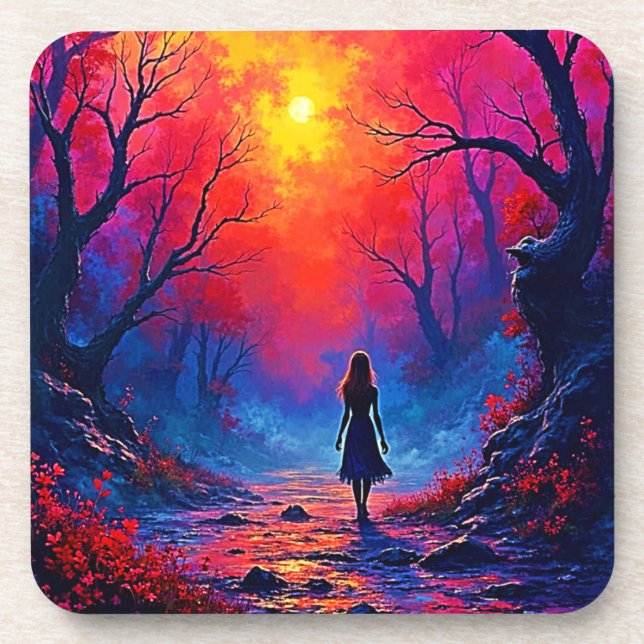 Magical Forest Girl's Solitude Design Coaster (Front)