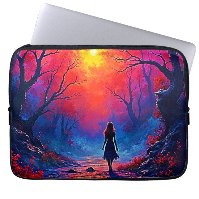 Magical Forest Girl's Solitude Design Laptop Sleeve (Front)