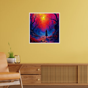 Magical Forest Girl's Solitude Design Poster