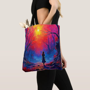 Magical Forest Girl's Solitude Design Tote Bag