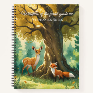 Magical Forest Golden Tree Deer Fox Notebook