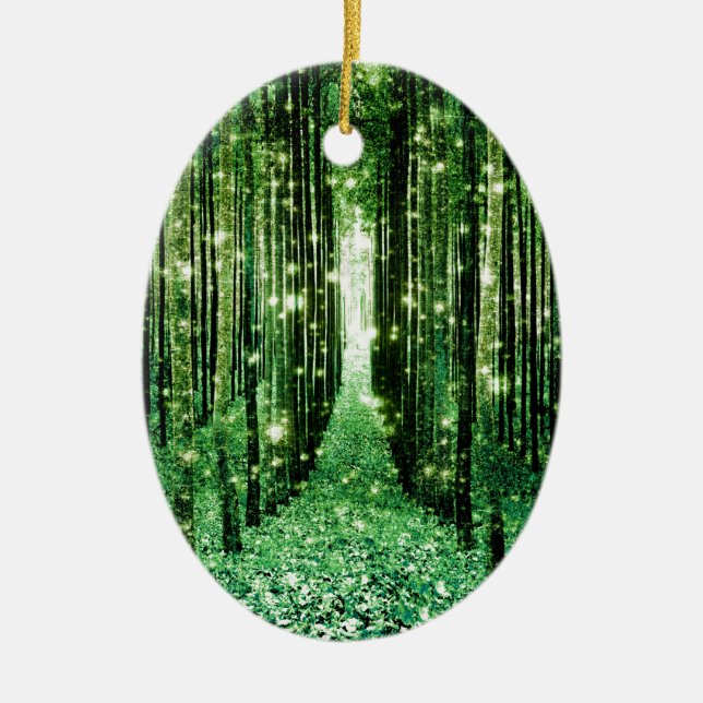 Magical Forest Green Mystery Ceramic Tree Decoration (Front)