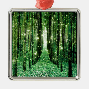 Magical Forest Green Mystery Metal Tree Decoration