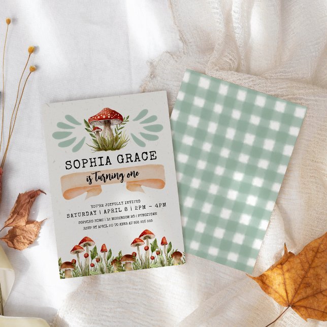 Magical Forest Mushroom 1st Birthday Invitation (Creator Uploaded)