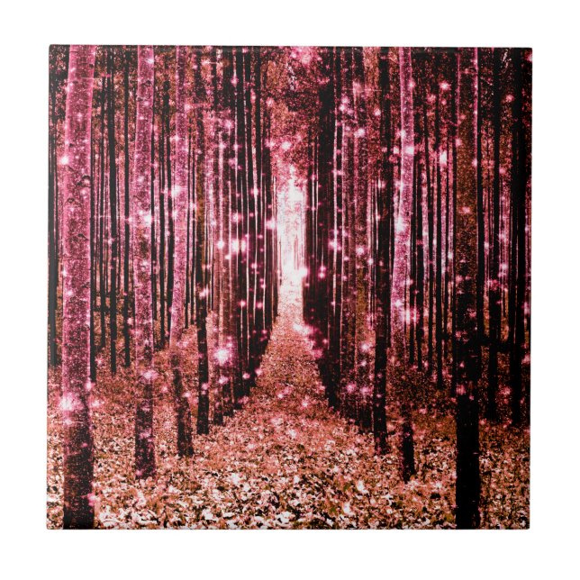 Magical Forest Path Pink Peach Tile (Front)