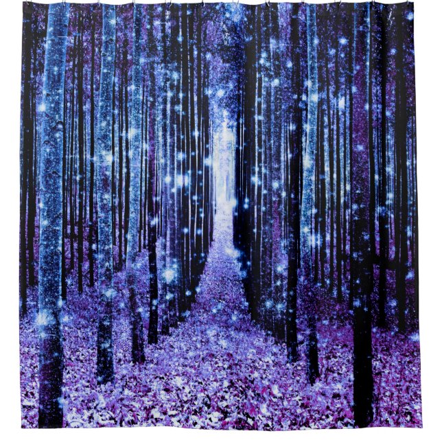 Magical Forest Path Purple Blue Shower Curtain (Front)