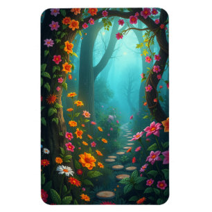 Magical Forest Pathway with Whimsical Wildflowers Magnet