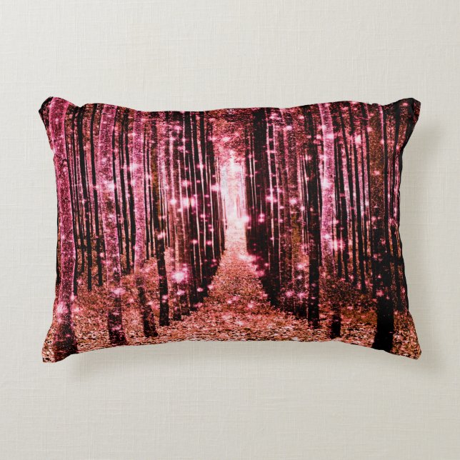 Magical Forest Peach Pink Decorative Cushion (Front)