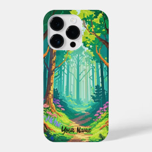 Magical Forest Pixel Art Personalised Name  iPhone 14 Pro Case