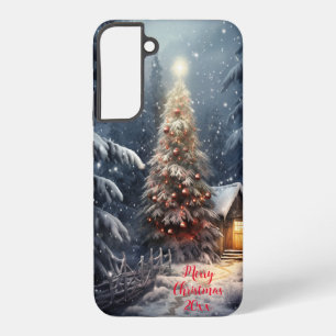 Magical Forest Snow Winter Merry Christmas Tree Samsung Galaxy Case