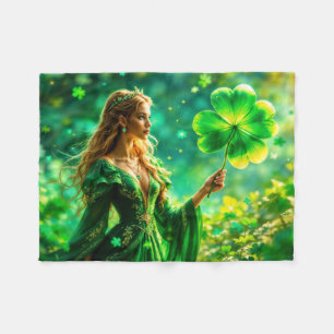 Magical forest St Patrick day nature fairy art Fleece Blanket
