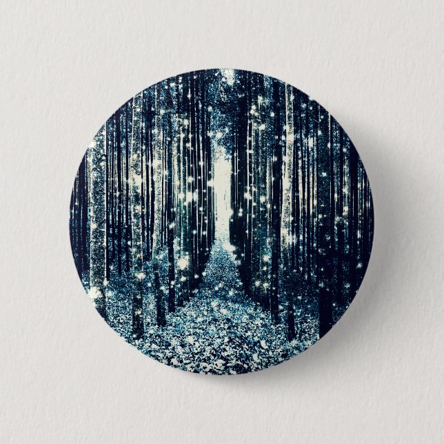 Magical Forest Teal Grey Elegance 6 Cm Round Badge (Front)