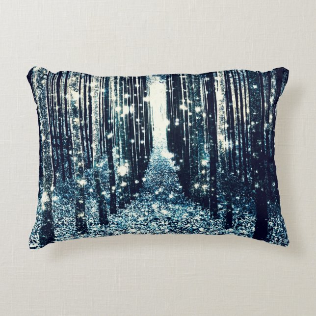 Magical Forest Teal Grey Elegance Decorative Cushion (Front)
