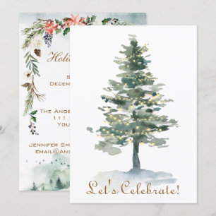 Magical Forest Tree Lights Holiday Christmas Party Invitation
