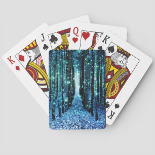 Magical Forest Turquoise Teal Playing Cards