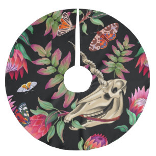 Magical Forest Unicorn Dark Pattern. Brushed Polyester Tree Skirt