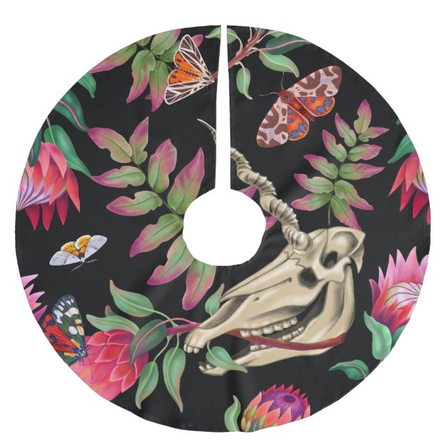 Magical Forest Unicorn Dark Pattern. Brushed Polyester Tree Skirt (Front)