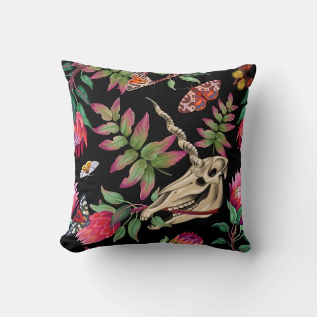 Magical Forest Unicorn Dark Pattern. Cushion (Front)