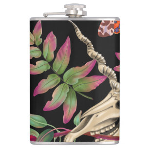 Magical Forest Unicorn Dark Pattern. Hip Flask