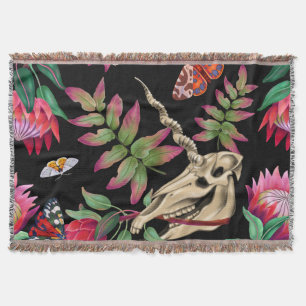 Magical Forest Unicorn Dark Pattern. Throw Blanket