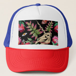 Magical Forest Unicorn Dark Pattern. Trucker Hat