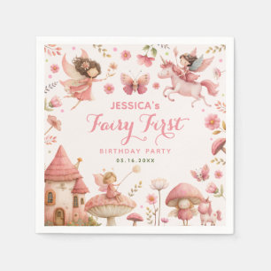 Magical Forest Unicorn Fairy First Birthday Party Napkin
