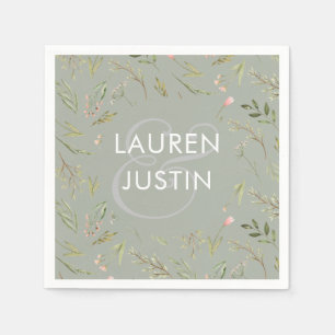 Magical Forest Wedding Monogram Paper Napkin