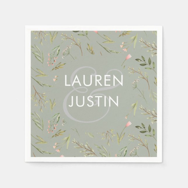 Magical Forest | Wedding Monogram Paper Napkin (Front)