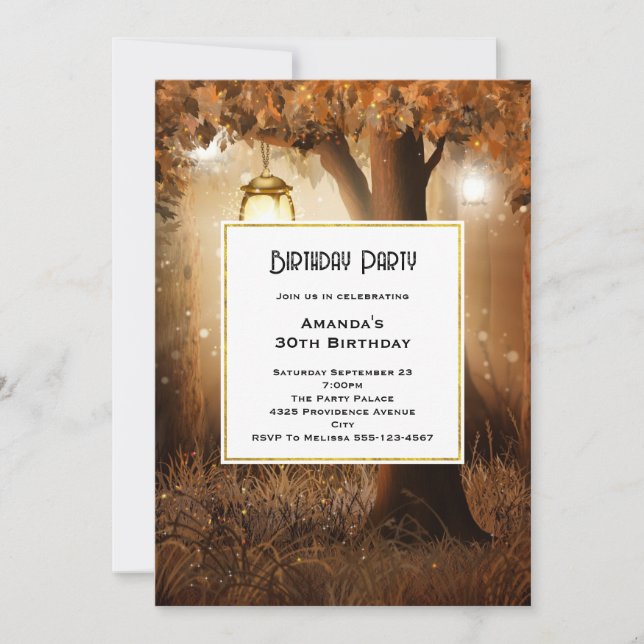 Magical Forest with Fairy Lights Birthday Invitation (Front)