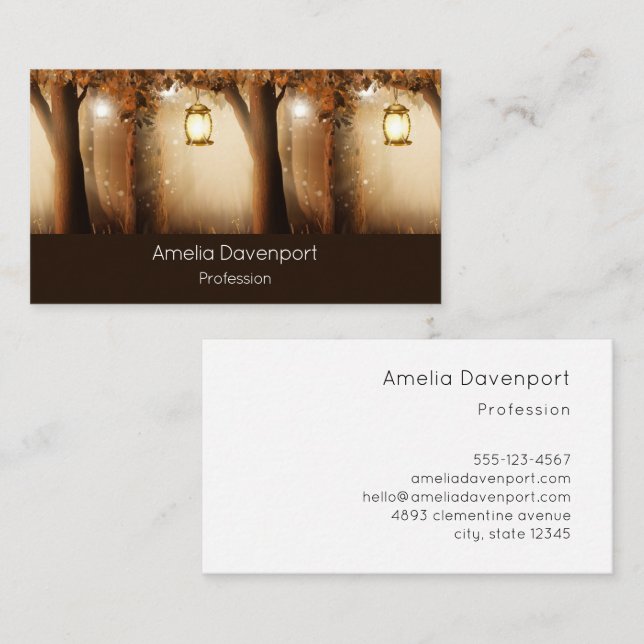 Magical Forest with Fairy Lights Business Card (Front/Back)