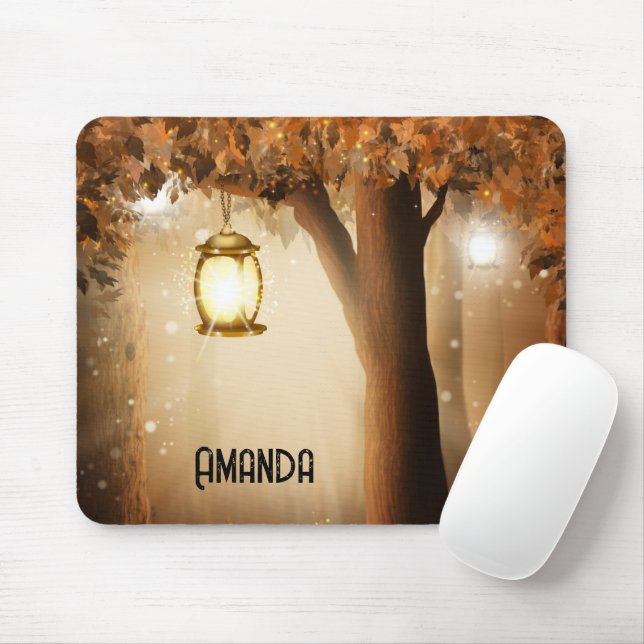 Magical Forest with Fairy Lights Mouse Mat (With Mouse)