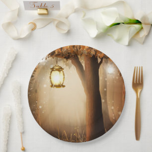 Magical Forest with Fairy Lights Paper Plate