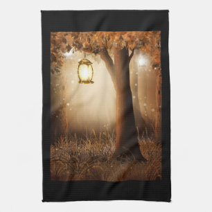 Magical Forest with Fairy Lights Tea Towel