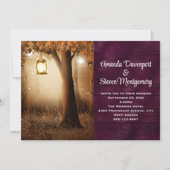 Magical Forest with Fairy Lights Wedding Invitation (Front)