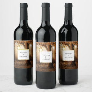 Magical Forest with Fairy Lights Wedding Wine Label