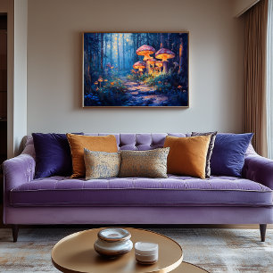 Magical Forest with Glowing Miushrooms Canvas Print