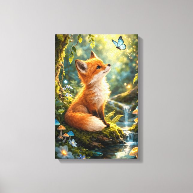 Magical fox in an enchanted forest canvas print (Front)