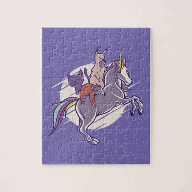 Magical Friends |Unicorn, Alpaca, Kitten, Sloth Jigsaw Puzzle (Vertical)