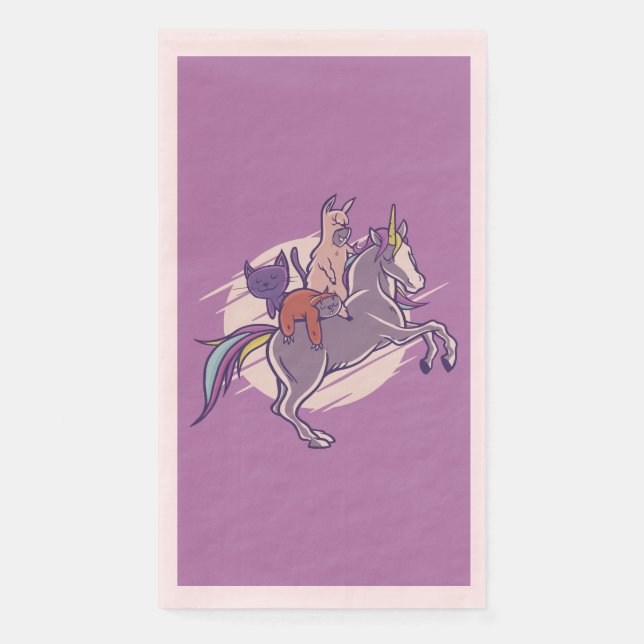 Magical Friends |Unicorn, Alpaca, Kitten, Sloth Napkin (Front)